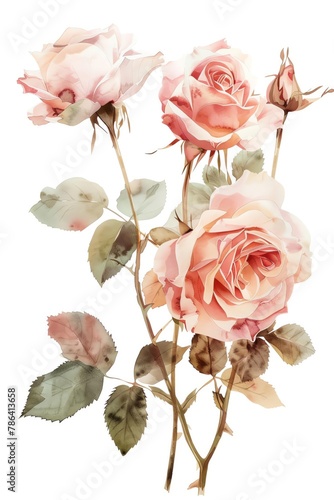 A bouquet of pink roses on a white background