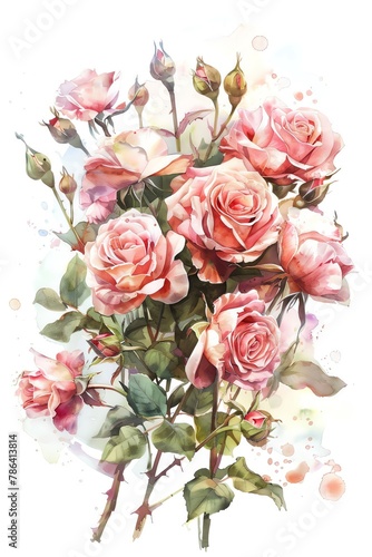 A bouquet of pink roses on a white background © sutanya