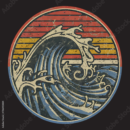 surfing water vector tshirt design and t-shirt graphics with Surfing, minimalist surfing style t shirt design.