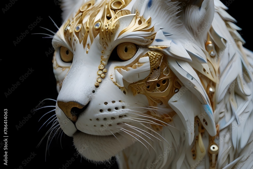 Naklejka premium tiger with gold design