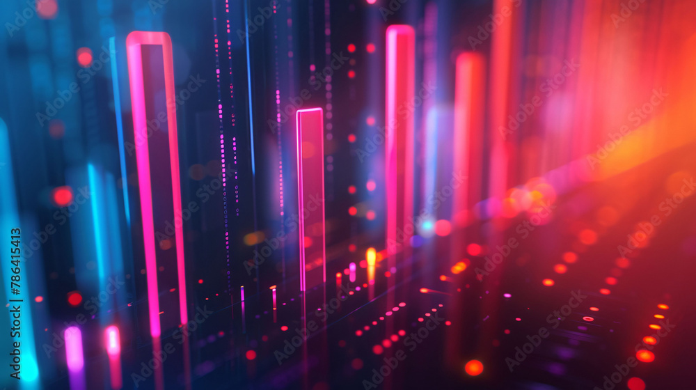 Fototapeta premium Financial data curve chart, financial technology themed big data analysis bar chart background