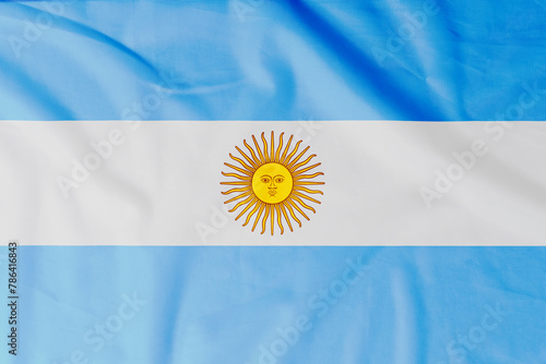 Flag of Argentina with natural material creases as a background