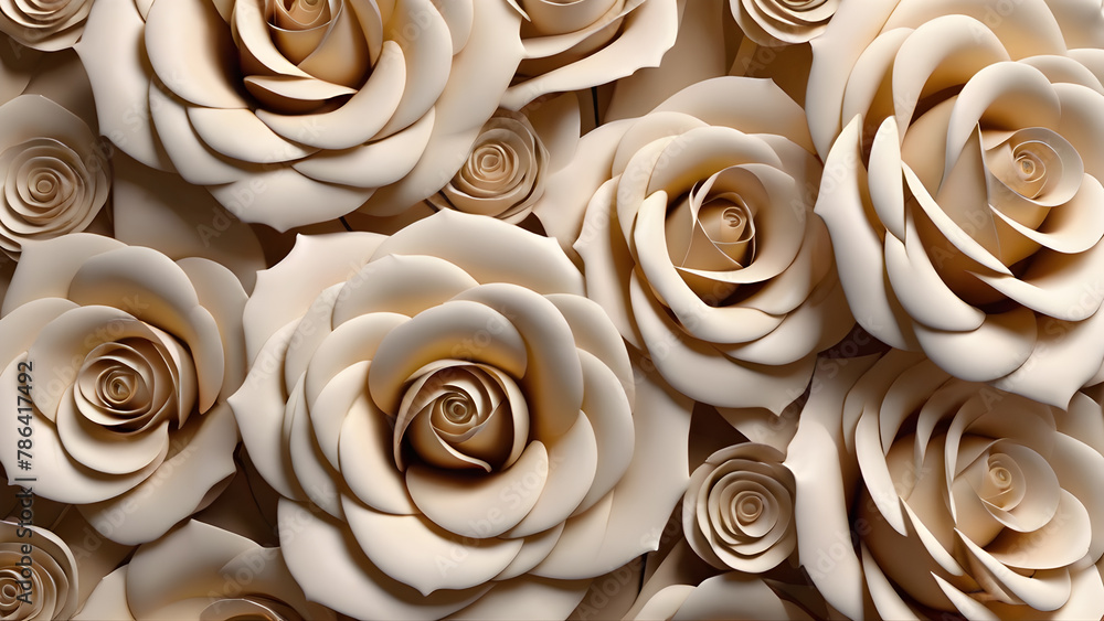 pattern with beige roses. 3d illustration. pattern with beige roses. 3d illustration.