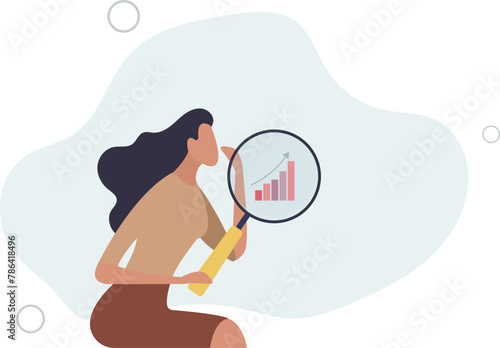 business analysis or report, information or statistic, search for market growth,flat vector illustration.