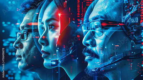 A film-themed poster for an AI conglomerate featuring "AI" and software development as main roles