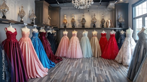 Luxury Boutique. Colorful Formal Attire Array