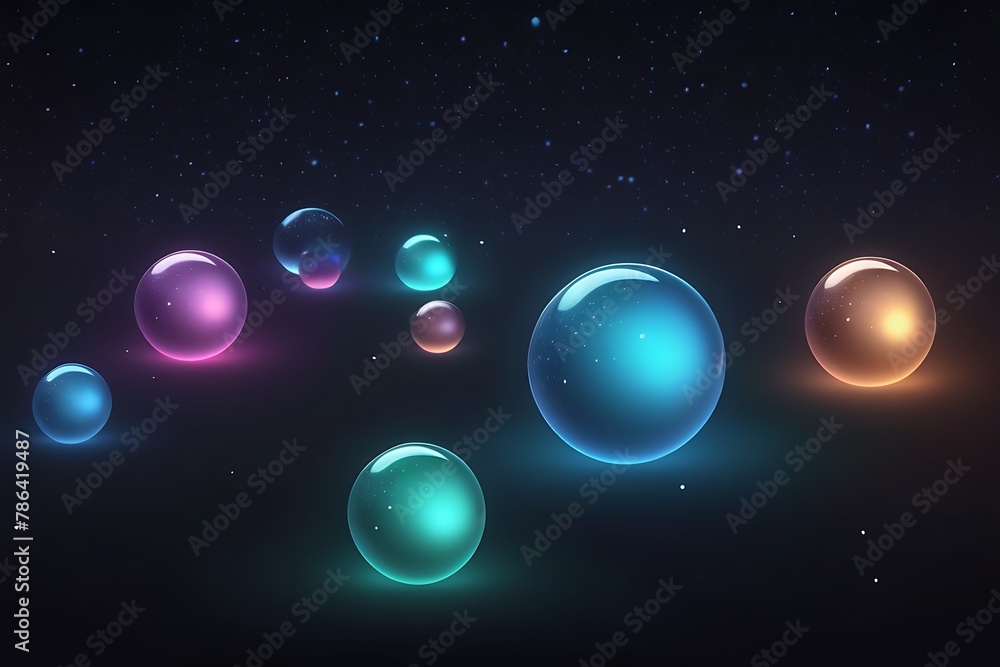 Naklejka premium Enchanting Pulsating Orbs Under Stay Night Sky