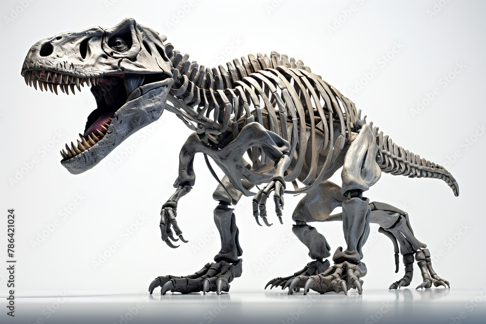 t-rex dinosaur bone skeleton on white background t-rex dinosaur bone skeleton on white background