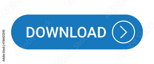 blue download button with icon isolated on white background