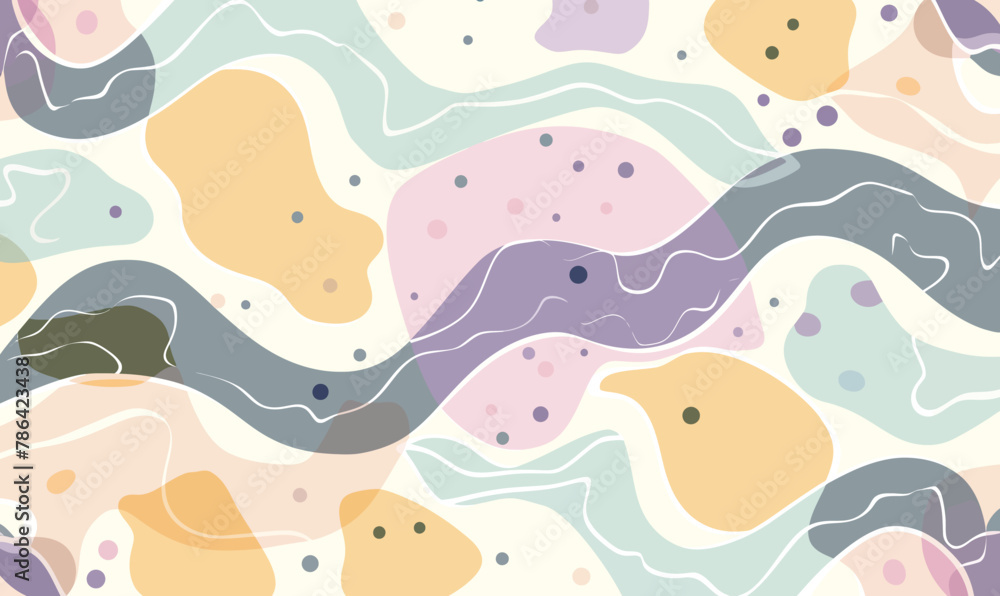 a colorful abstract background with wavy lines and dots
