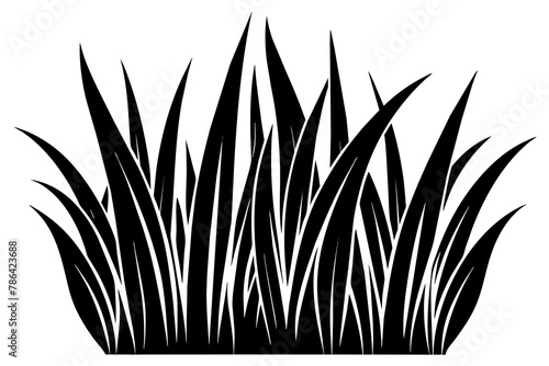 Green Grass Silhouette Cartoon plant lines for eco and organic logos. Vector set for spring banners or fresh organic pastures