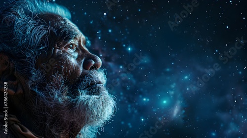 Confident Polynesian Elder Sharing Ancestral Celestial Navigation Wisdom Under Starry Night Sky