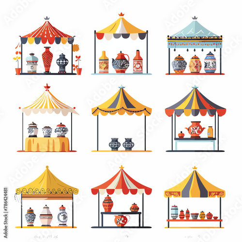a set of circus tents with different designs