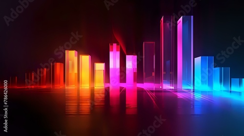Abstract business growth concept with neon colors bar graph photo