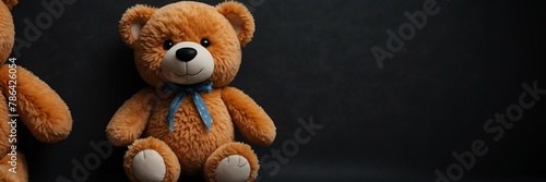 cute colorful teddy bear stuff toy on plain black background from Generative AI