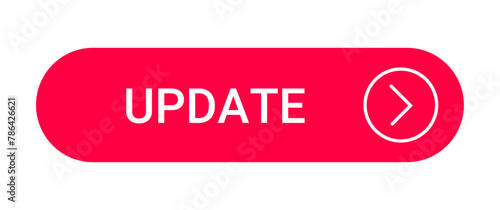 red update button with an icon isolated on a white background
