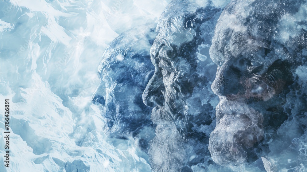 Obraz premium Erosion's Embrace: Glacial Melt and Coastal Communities