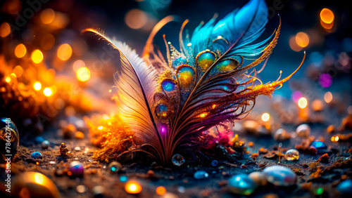 Abstract multicolored background with feathers