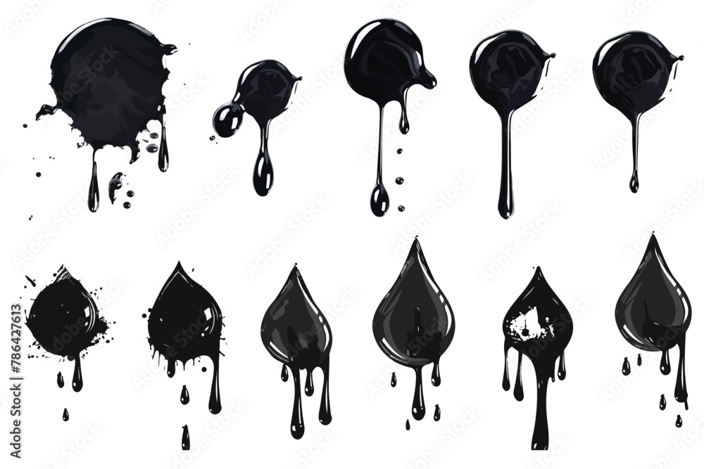 vector set of black ink splashes vector set of black ink splashes