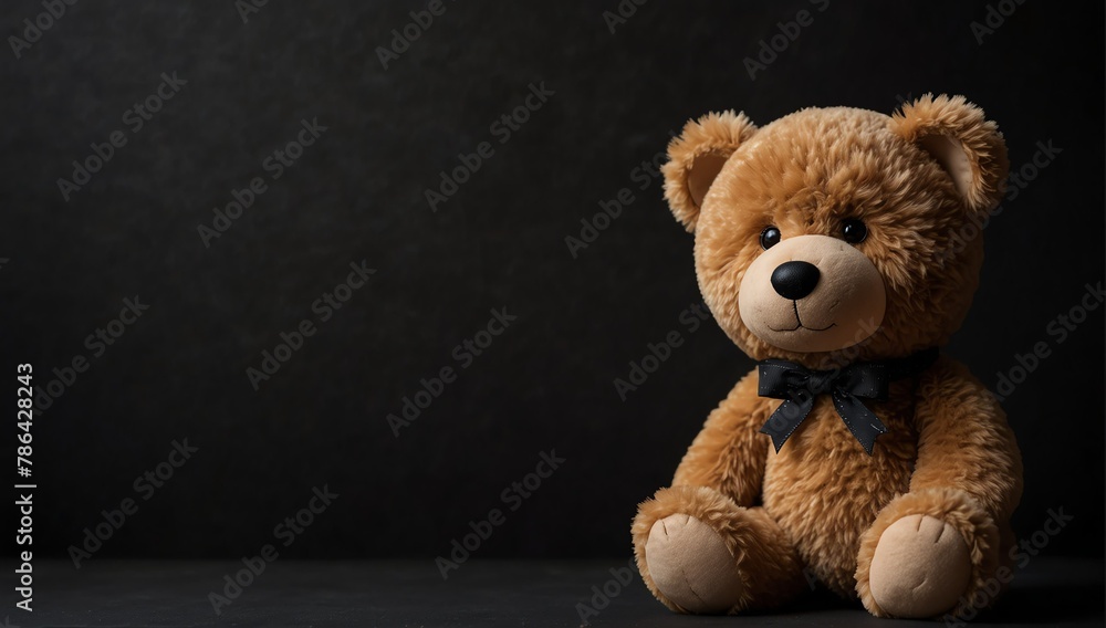 a brown teddy bear in plain black background from Generative AI a brown teddy bear in plain black background from Generative AI