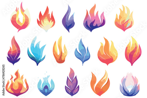 vector set of fire flames