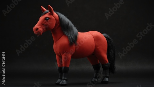 a red horse stuff toy in plain black background from Generative AI