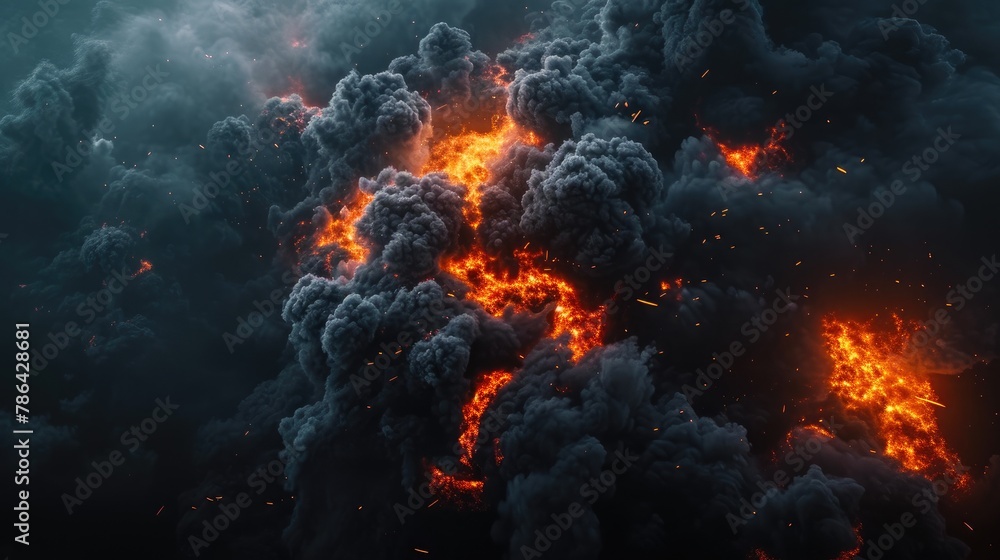 Obsidian Fury: Explosive Fire and Smoke Symphony