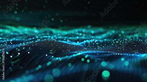 Digital Nexus: Illuminated Blue and Green Interconnects