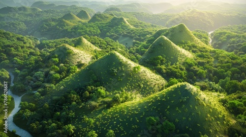 Chocolate hills with rivers of milk, confectionery terrain © kitinut