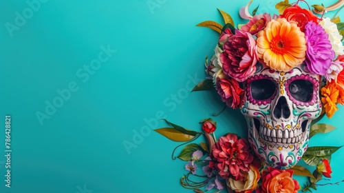 Festive Mexican Calavera: Colorful Floral Design
