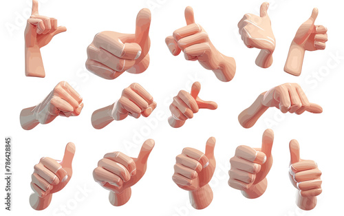 a bunch of thumbs up and down on a white background