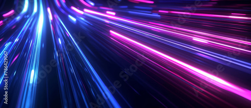 Vibrant Blue and Pink Neon Light Streaks Background