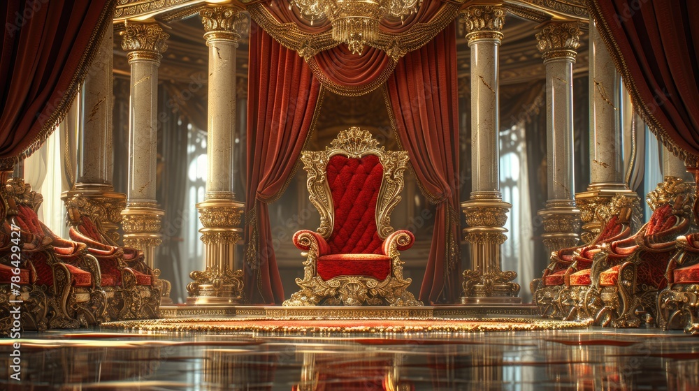 Regal Power: Opulent Throne with Gold Accents