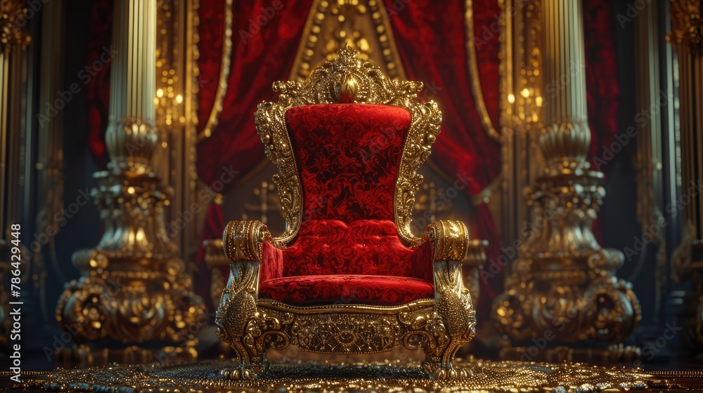 Majestic Splendor: Grand Throne in Rich Red Velvet