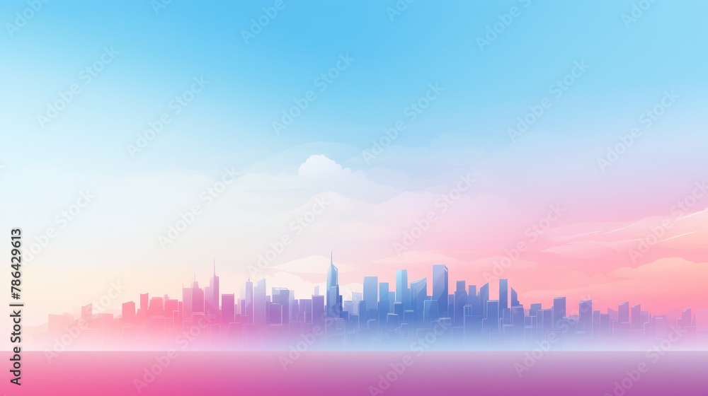 Elegant Cityscape Gradient Sky Background with Blurred Buildings