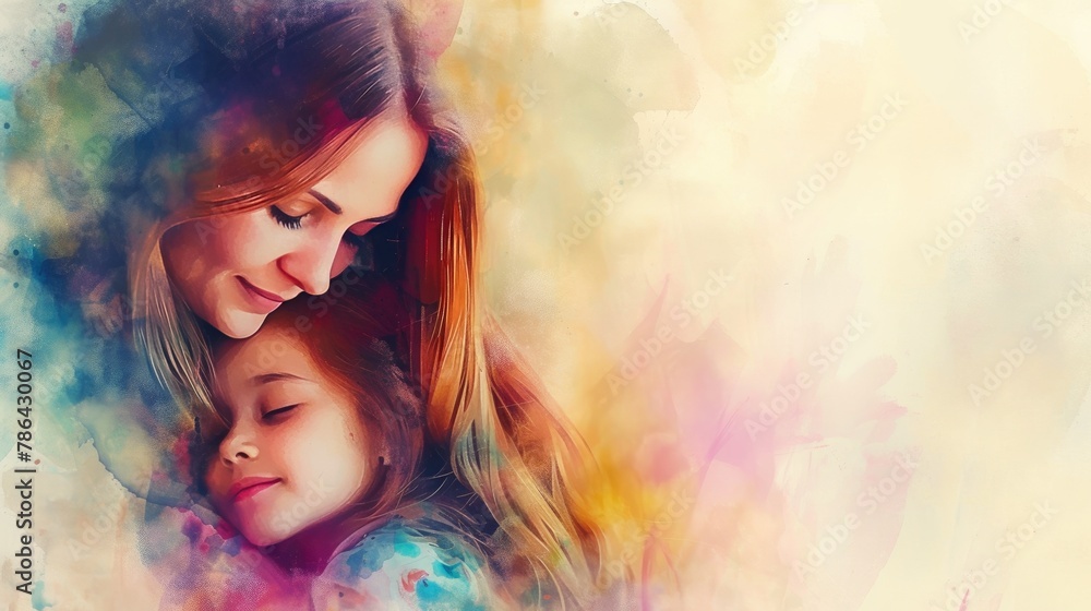 Whimsical Love: Motherly Affection in Watercolor