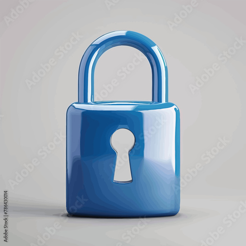 a blue padlock with a key on it