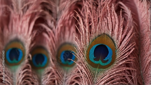 pink feathers of peacock close-up from Generative AI