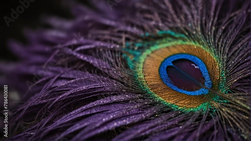 purple feathers of peacock close-up from Generative AI