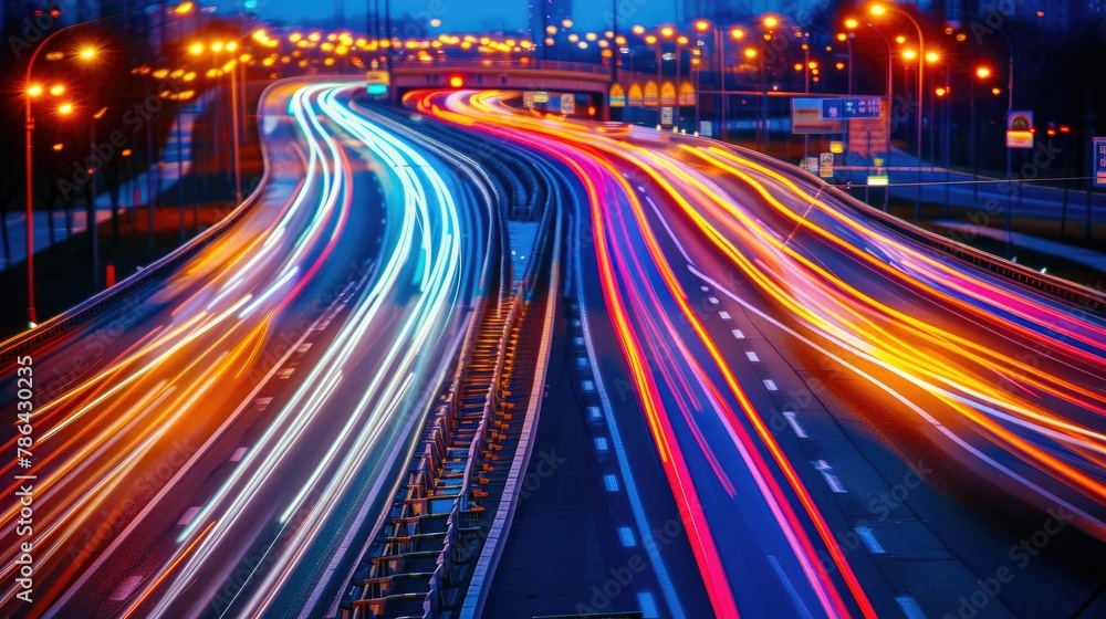 Nighttime Highway Motion Blur: Dynamic Light Trails