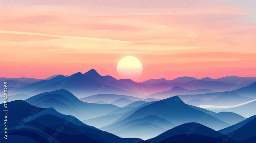 landscape of sunset over the mountains