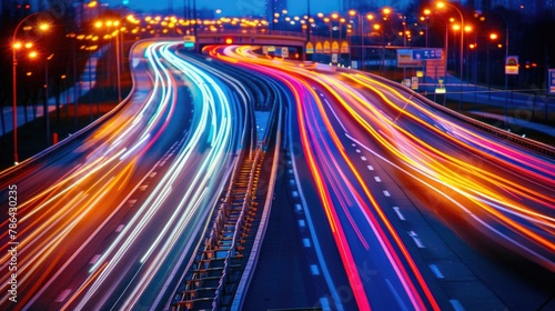 Nighttime Highway Motion Blur  Dynamic Light Trails
