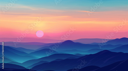landscape of sunset over the mountains © yy