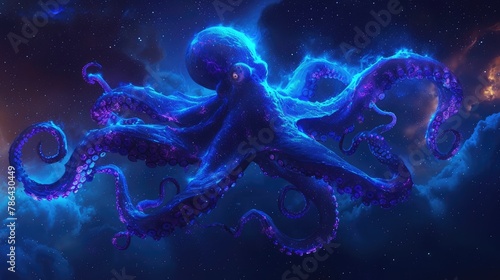 Celestial Guardian: Cosmic Octopus in Fantasy Realm