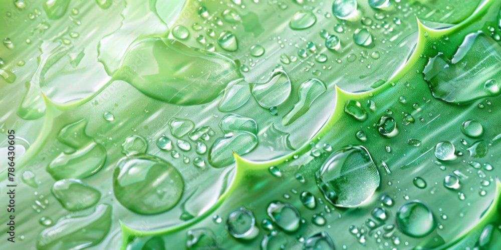 Refreshing Aloe Vera Gel Close-up with Dewdrops