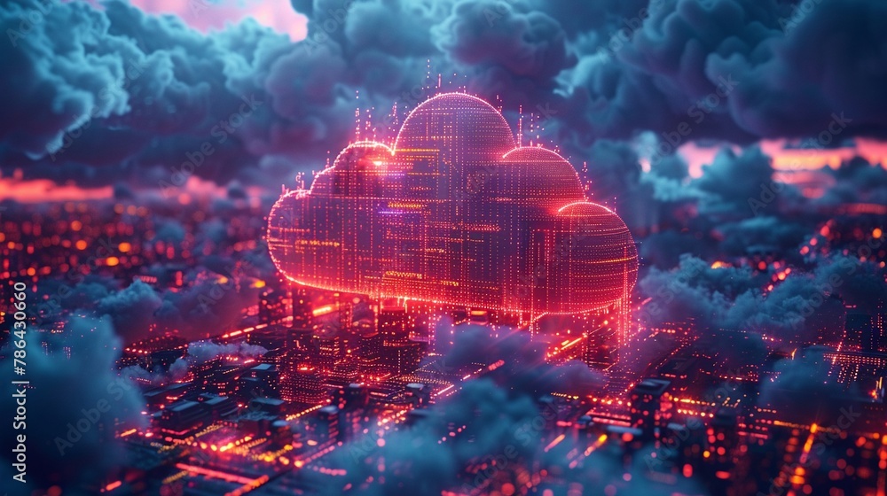 3D cartoon cloud with multiple layers, symbolizing layered security in cloud technology
