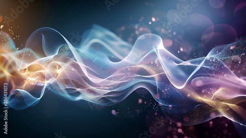 Abstract backgrounds with light effects of traces from the high-speed movement of rockets in space Colors ,neon bright on a dark background ,Abstract background with glowing particles and lines