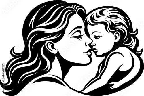 Maternal Affection Isolated  Symbol of Mother Kissing Child