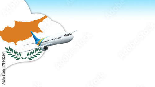3d illustration plane with Cyprus flag background for business and travel design