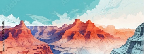 Double exposure minimalist artwork collage illustration featuring the Grand Canyon and the Phoenix cityscape.